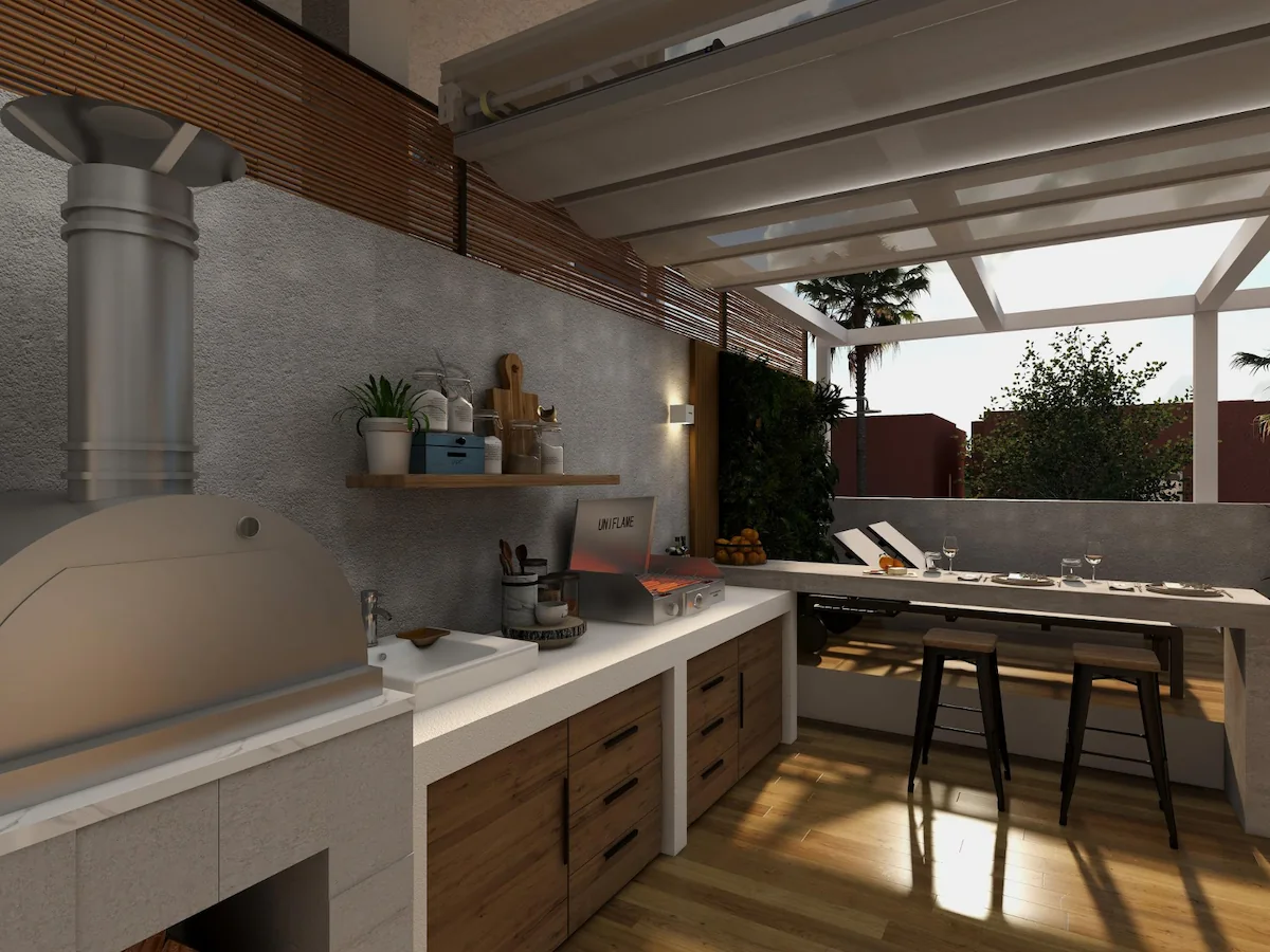 Desain Dapur Mungil Terbuka Menyatu dengan Ruang Makan